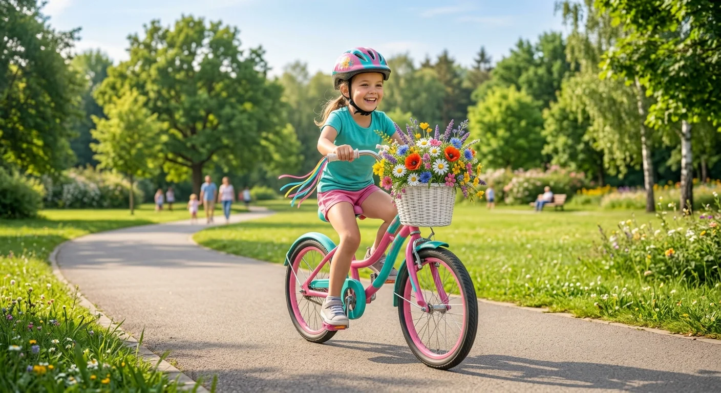 menina andando de bicicleta no parque
