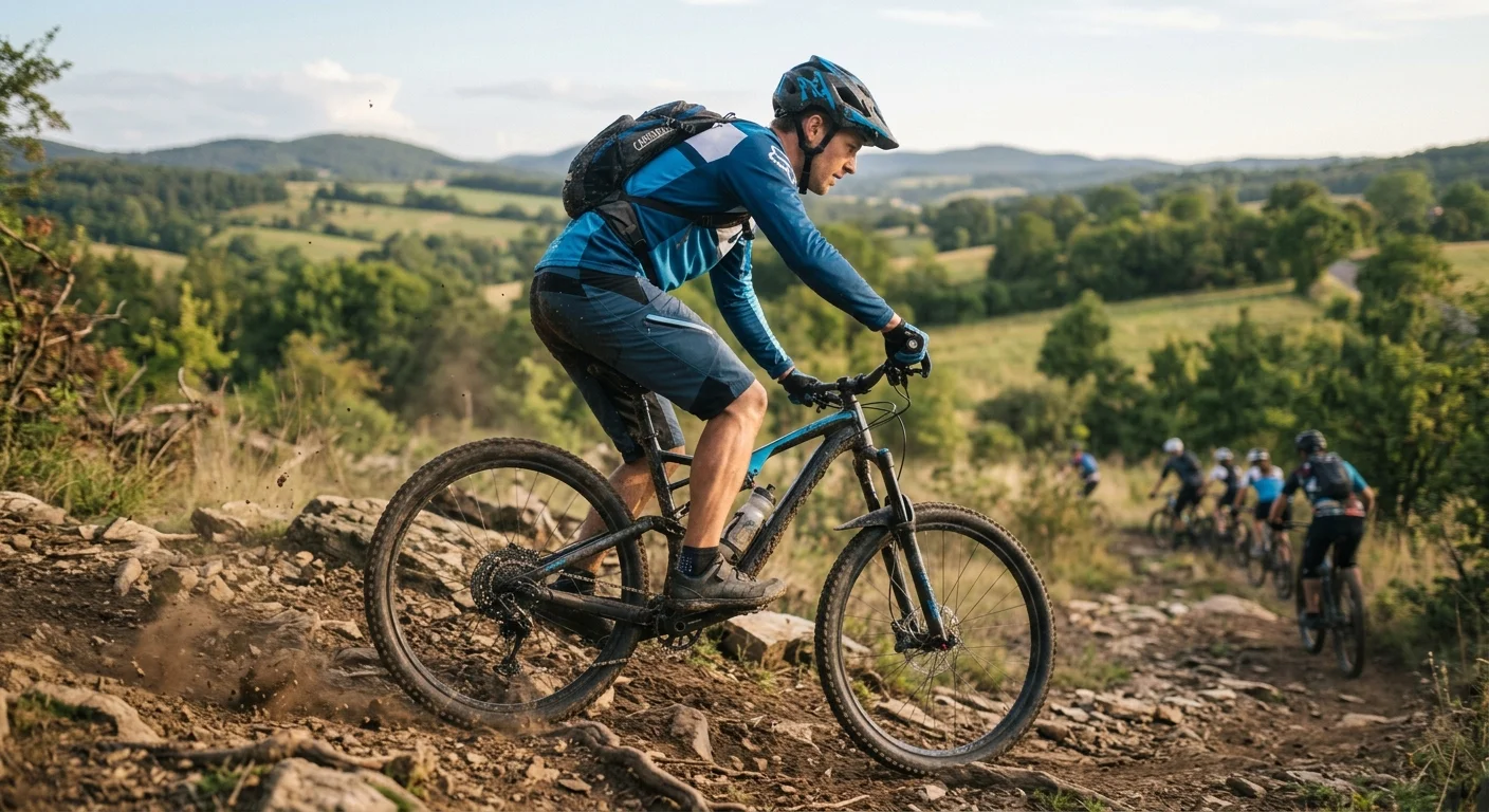 homem praticando mountain bike